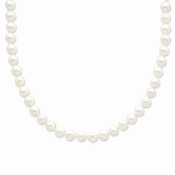 Sterling Silver 7-8 mm White Freshwater Cultured Pearl Necklace Sterling Silver 7-8 mm White Freshwater Cultured Pearl Necklace